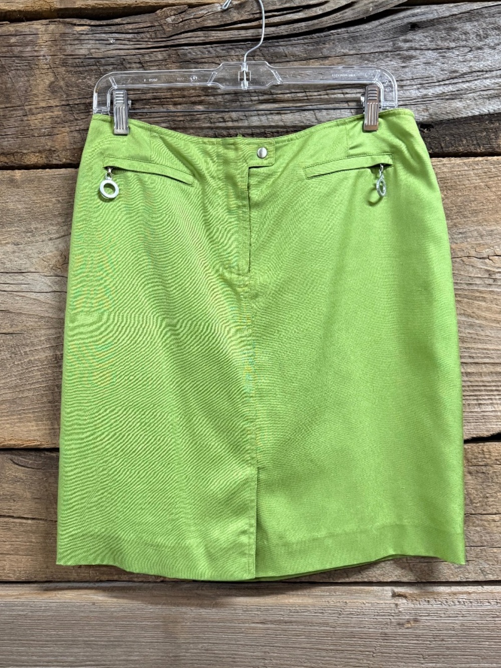 Worth Bright green skirt with silver details, size 6
